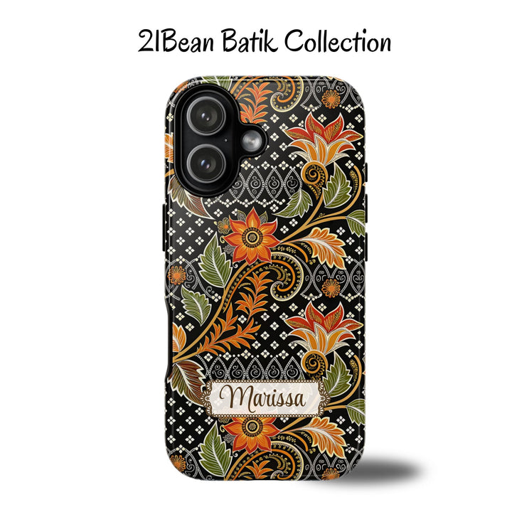 Modern Batik Pattern Tough Phone Cases Personalizable - Aesthetic Floral 3