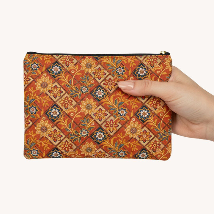Batik Print Makeup And Accessory Pouch - Orange 1