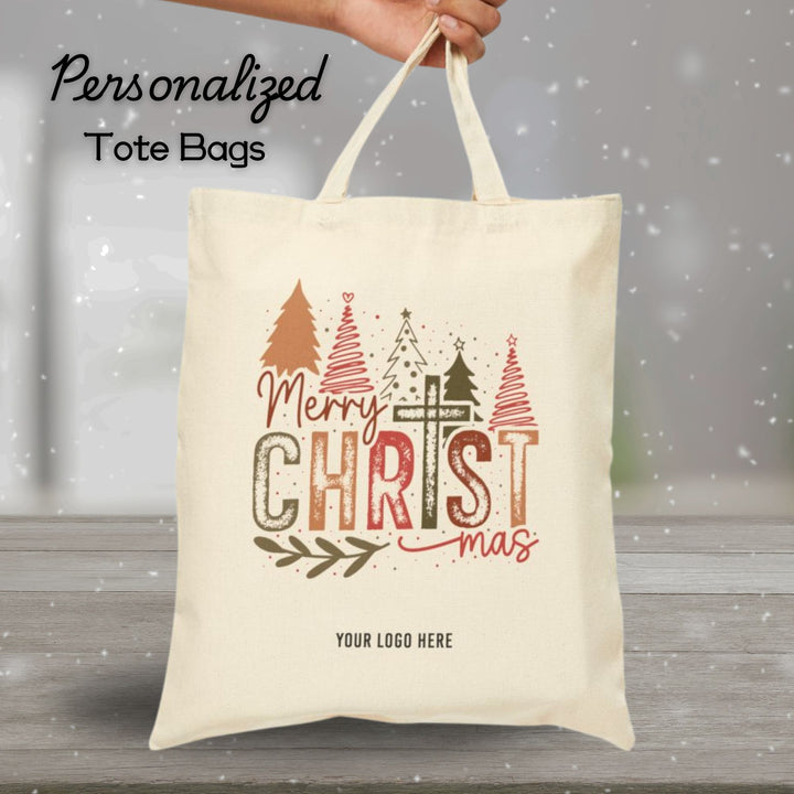 Personalized Group Holiday Tote Bags - 1