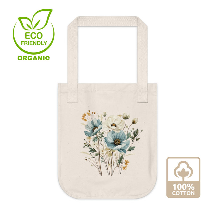 Bouquet Of Wildflower Blue Meadow Organic Canvas Tote