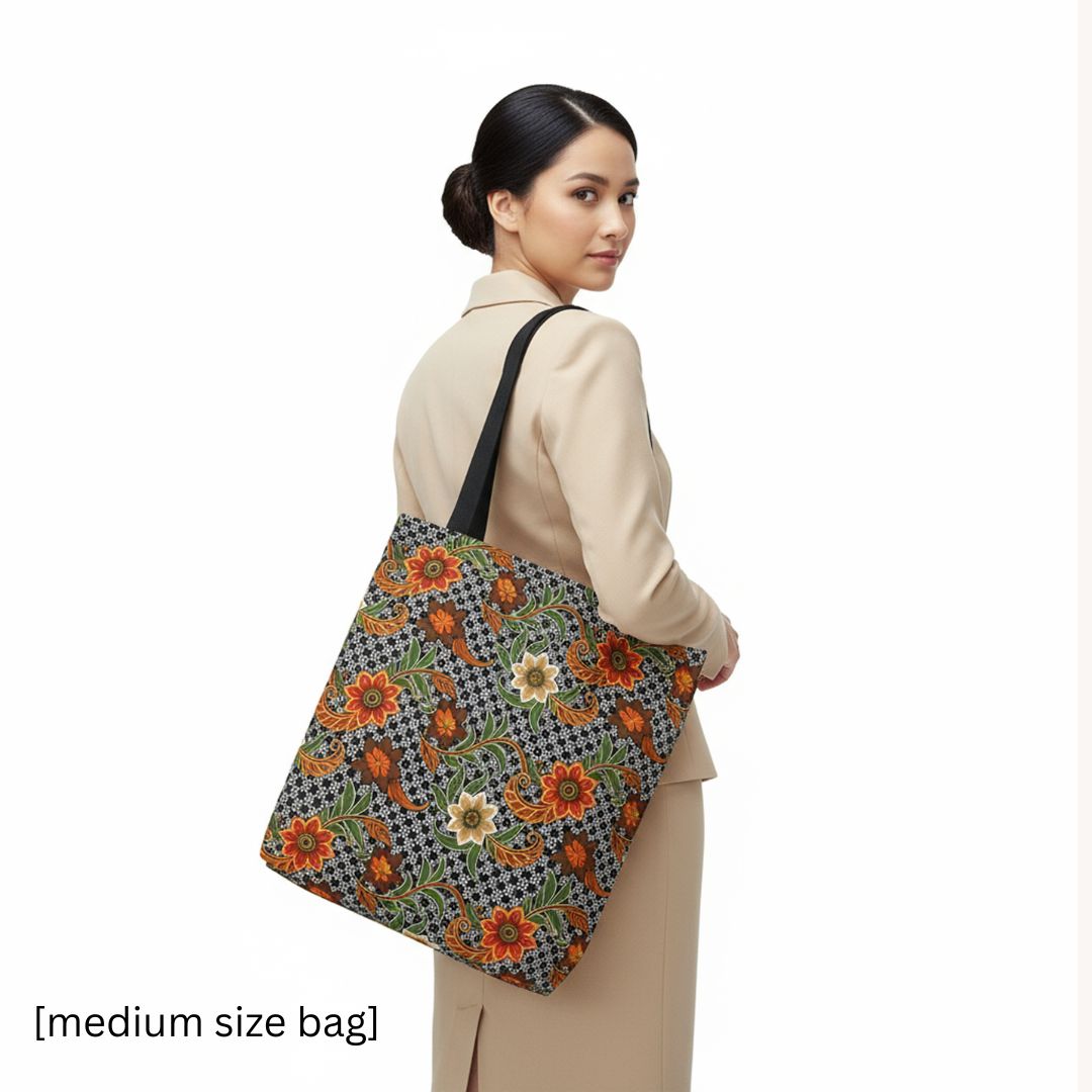 Batik Print Tote Bag -   Aesthetic Floral 4