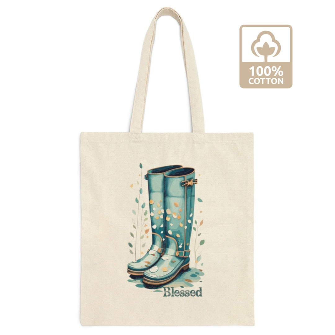 Blessed Blue Rain Boots Cotton Canvas Tote Bag