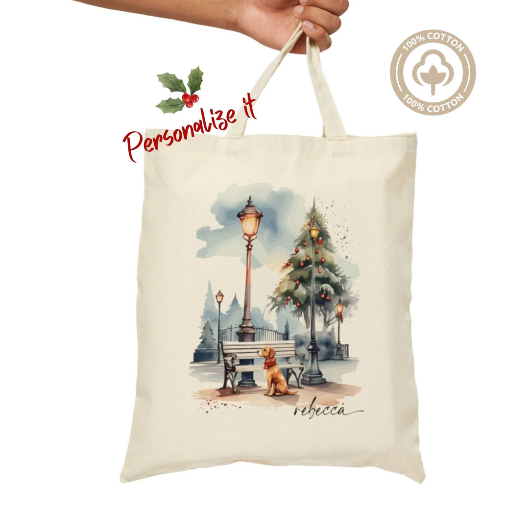 Personalized Cotton Canvas Tote Bag At The Park Holiday