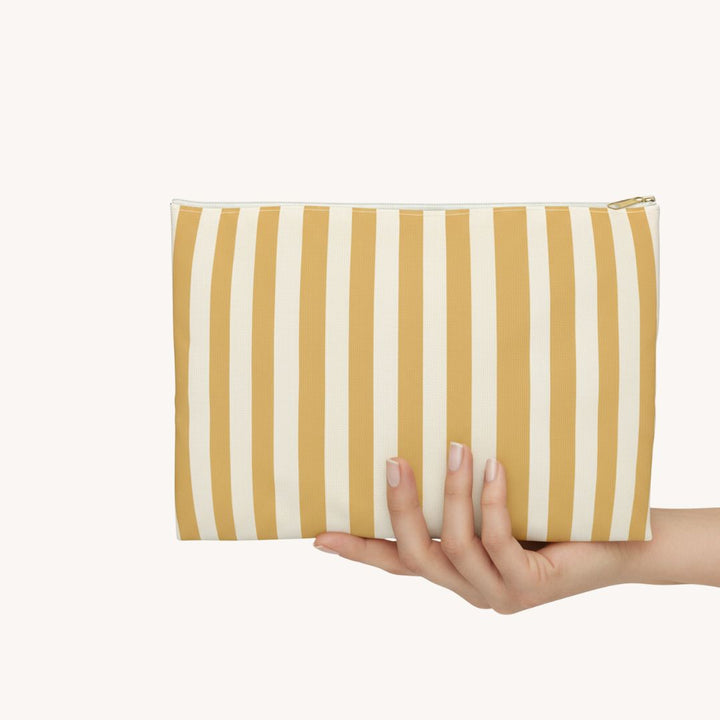 Yellow Stripes Print Makeup And Accessory Pouch