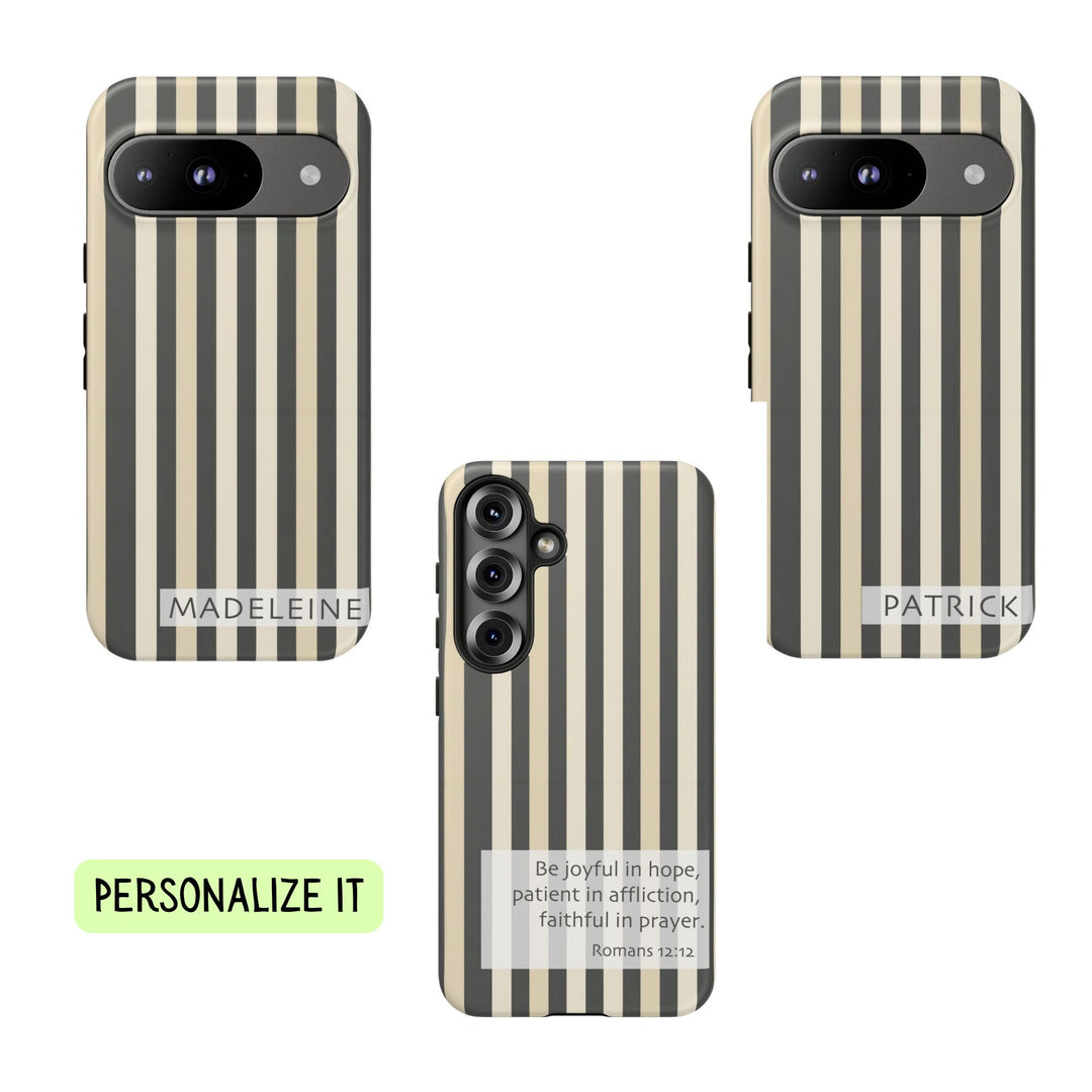 Personalized Tough Phone Case Brown Stripe