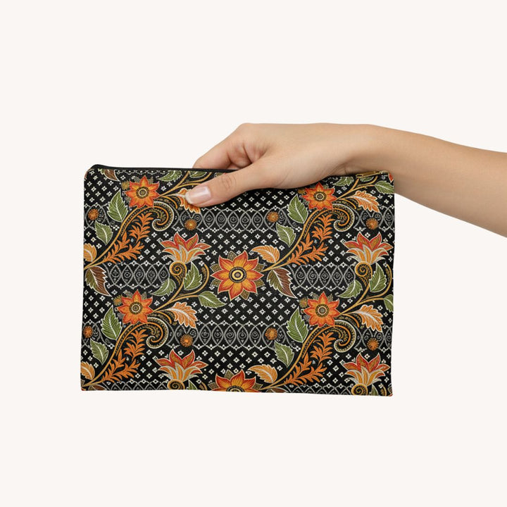 Batik Print Makeup And Accessory Pouch -  Aesthetic Floral 3