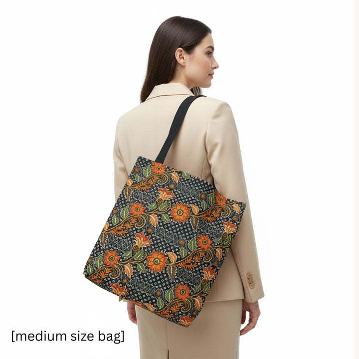 Batik Print Tote Bag -   Aesthetic Floral 3