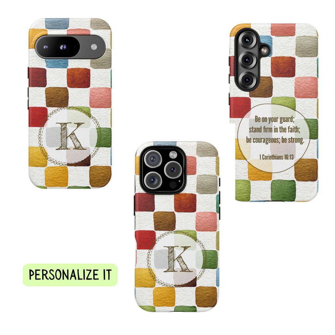 Personalized Tough Phone Case Multicolor Checkered Pattern
