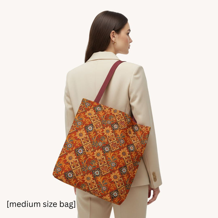 Modern Batik Print Tote Bag -  Orange 1