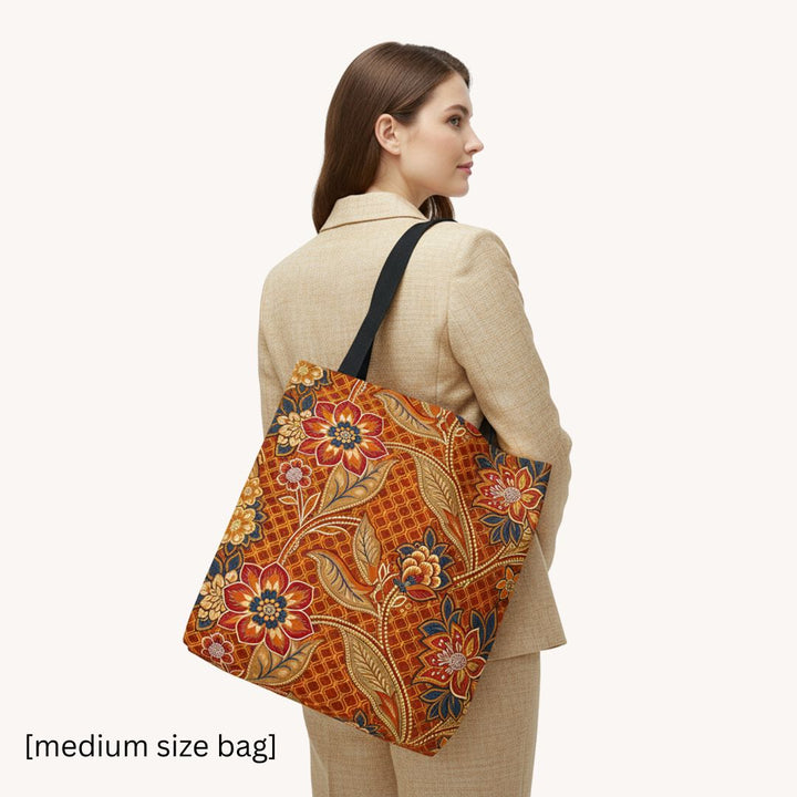 Modern Batik Print Tote Bag -  Orange 2