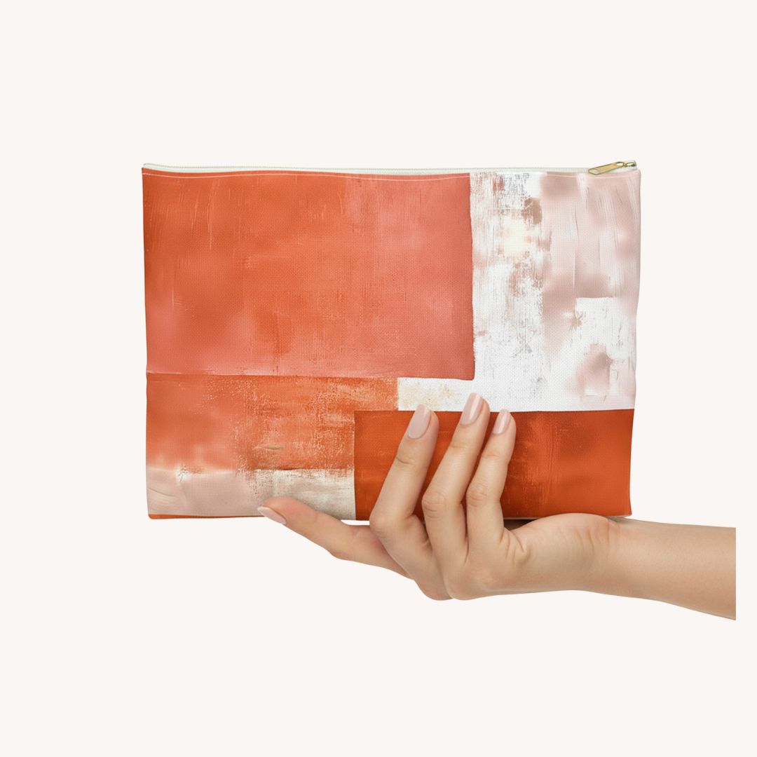 Abstract Print Makeup And Accessory Pouch -  Abstract Orange