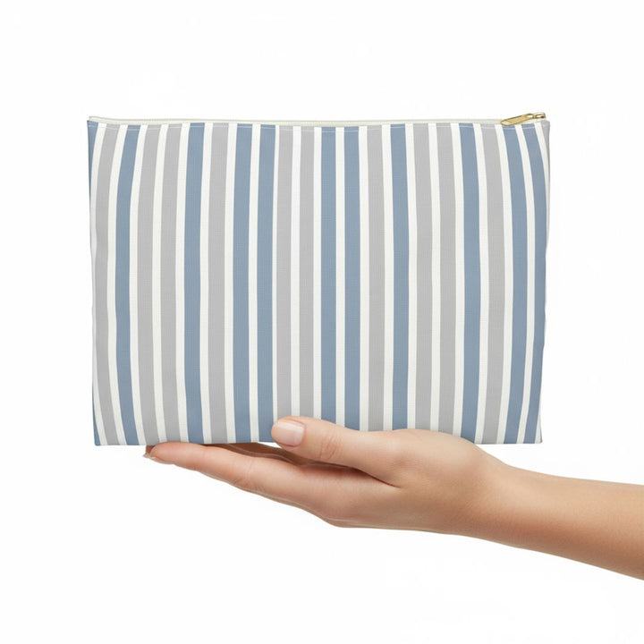 Blue Stipes Print Makeup And Accessory Pouch