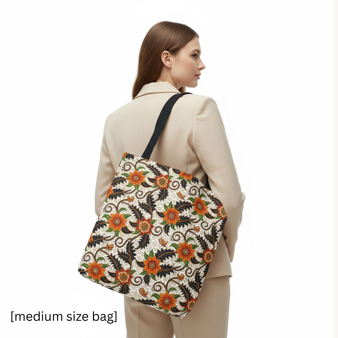 Batik Print Tote Bag -   Aesthetic Floral 2