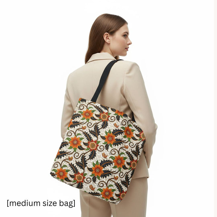Batik Print Tote Bag -   Aesthetic Floral 2