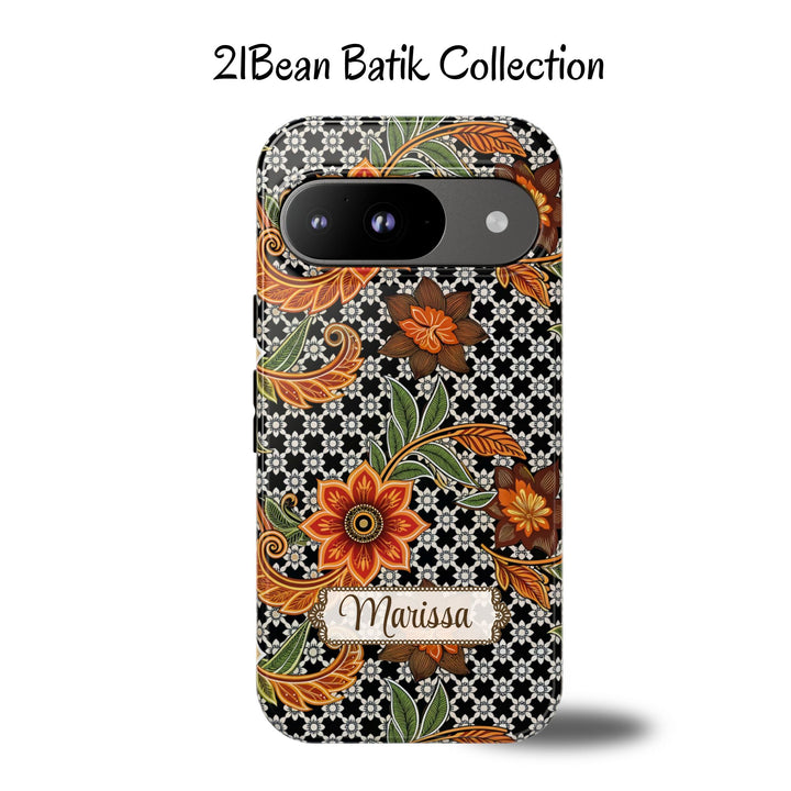 Modern Batik Pattern Tough Phone Cases Personalizable - Aesthetic Floral 4