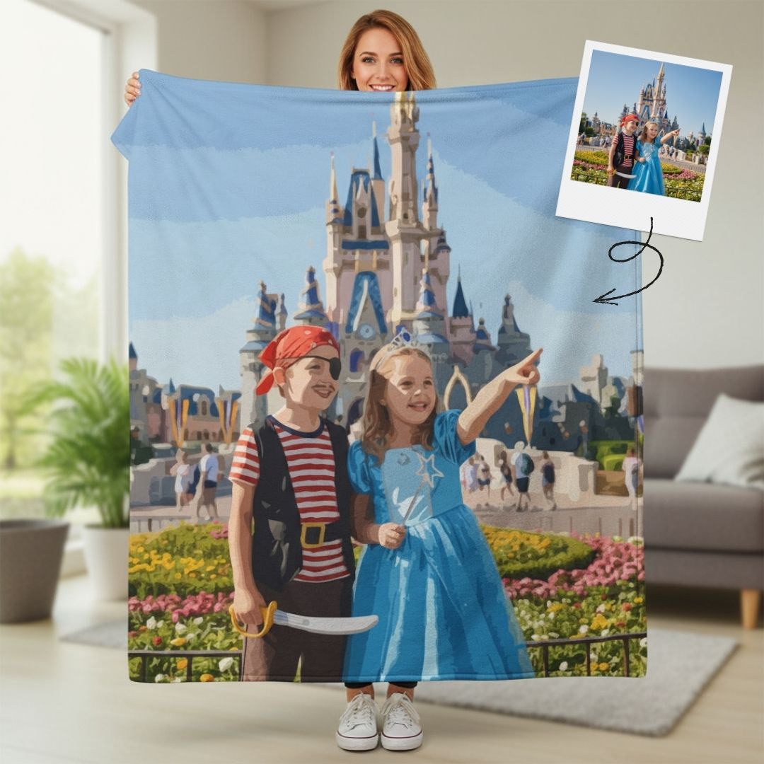 Custom Photo  Plush Blanket - Love Laughter