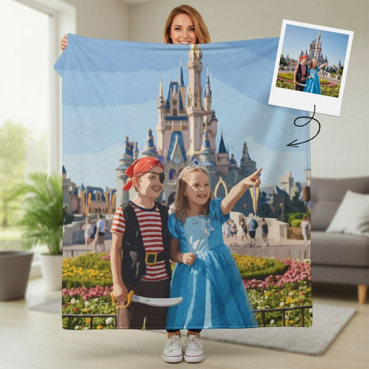 Custom Photo  Plush Blanket - Love Laughter
