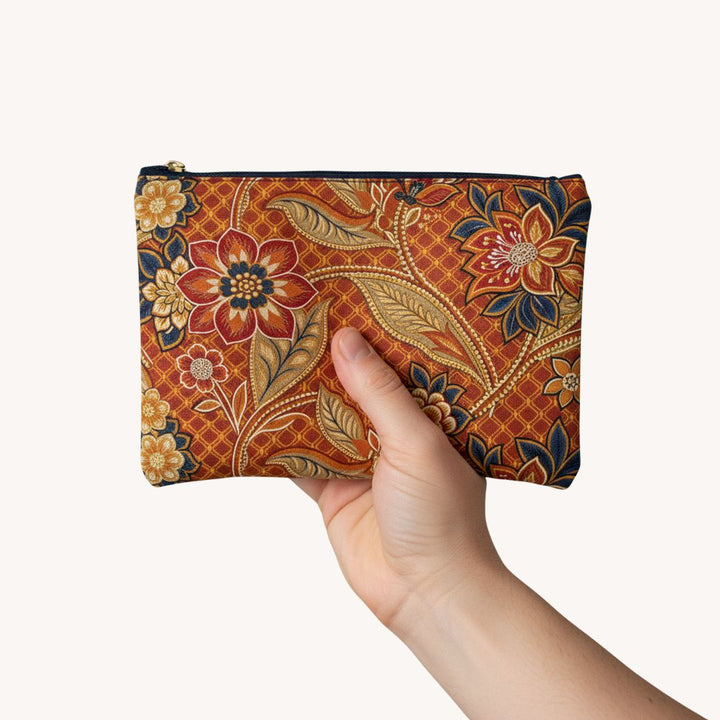 Batik Print Makeup And Accessory Pouch - Orange 2
