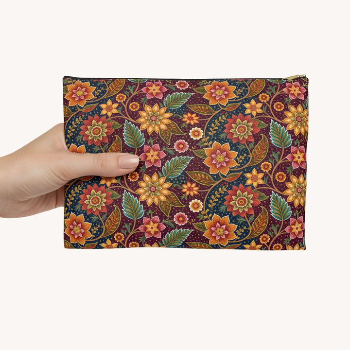 Batik Print Makeup And Accessory Pouch - Batik Flower 14