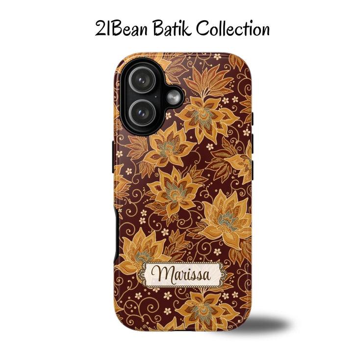 Traditional Batik Pattern Tough Phone Cases Personalizable - Flower Design 1