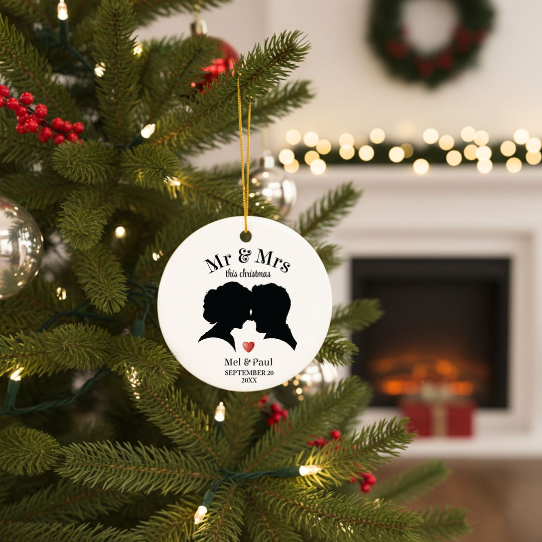 Personalized Photo Christmas Ornament: Couple Silhouette Ornament