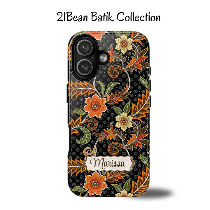 Modern Batik Pattern Tough Phone Cases Personalizable - Aesthetic Floral 1