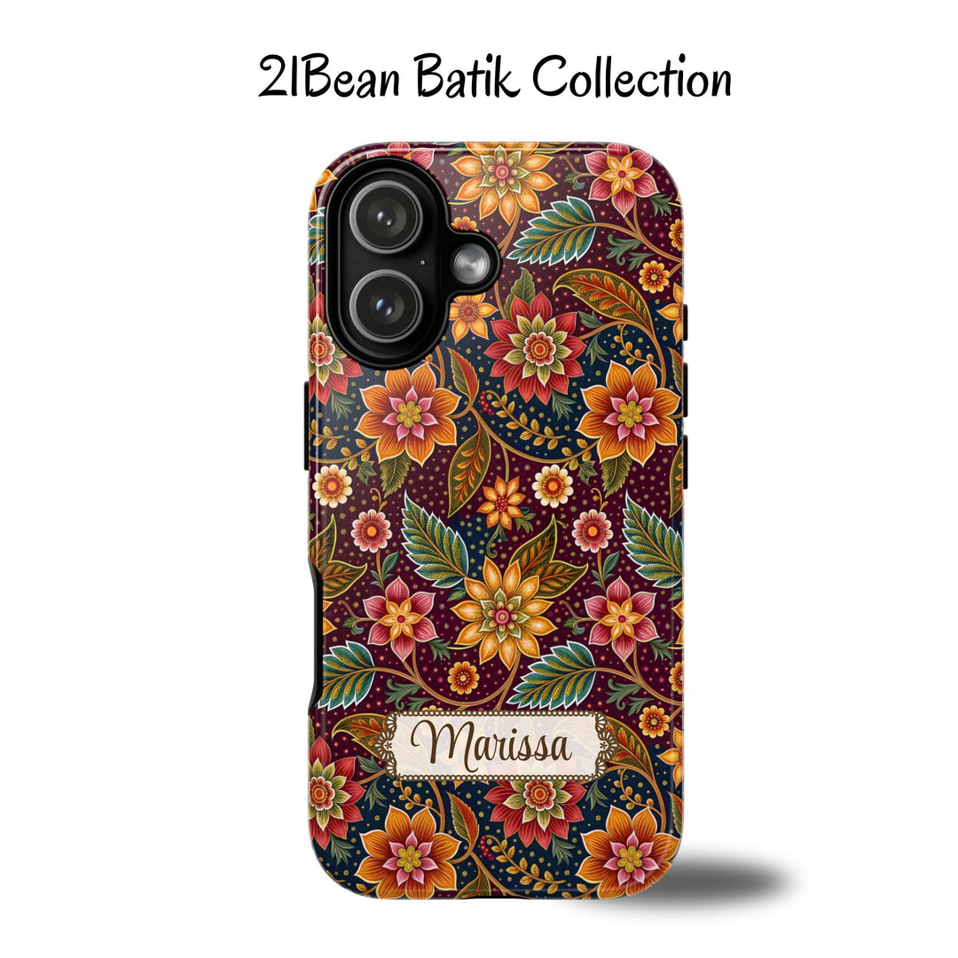 Modern Batik Pattern Tough Phone Cases Personalizable - Flower 14