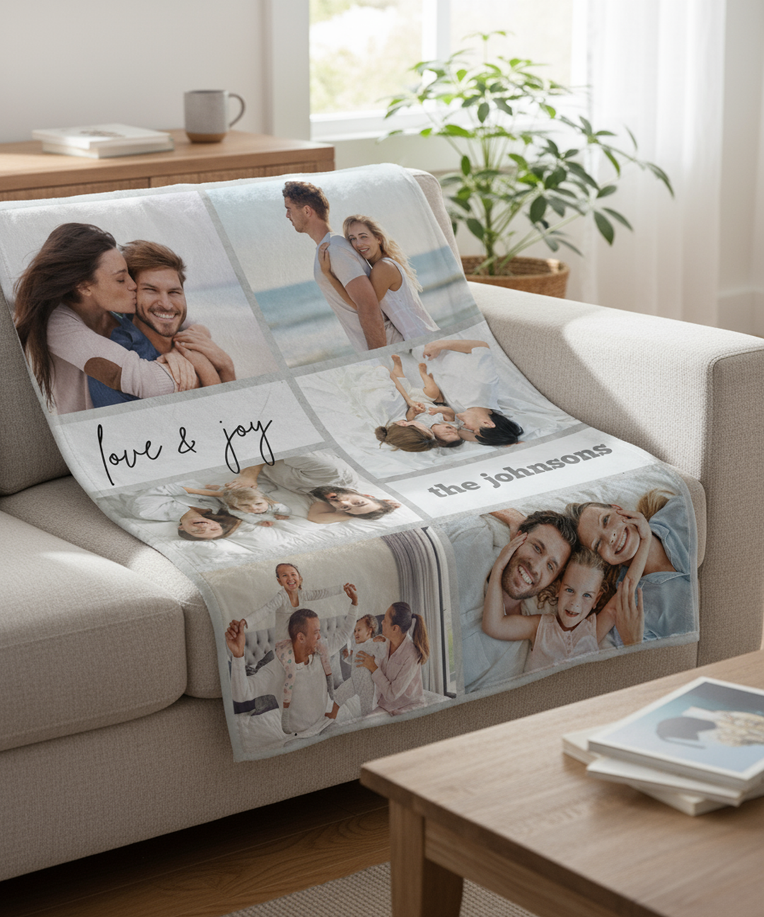 Personalized  Plush Blanket - Love And Joy
