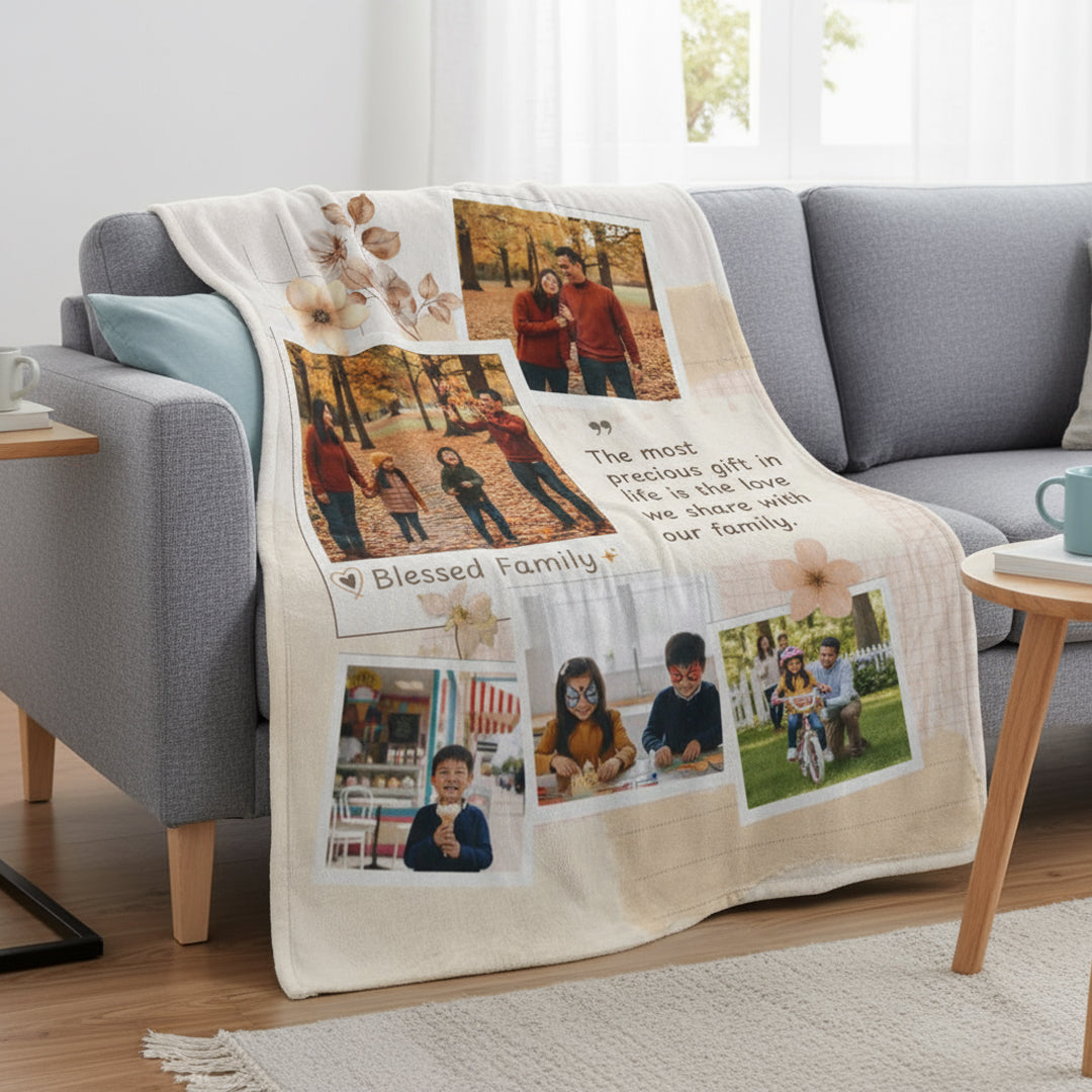 Personalized  Plush Blanket - Family 1