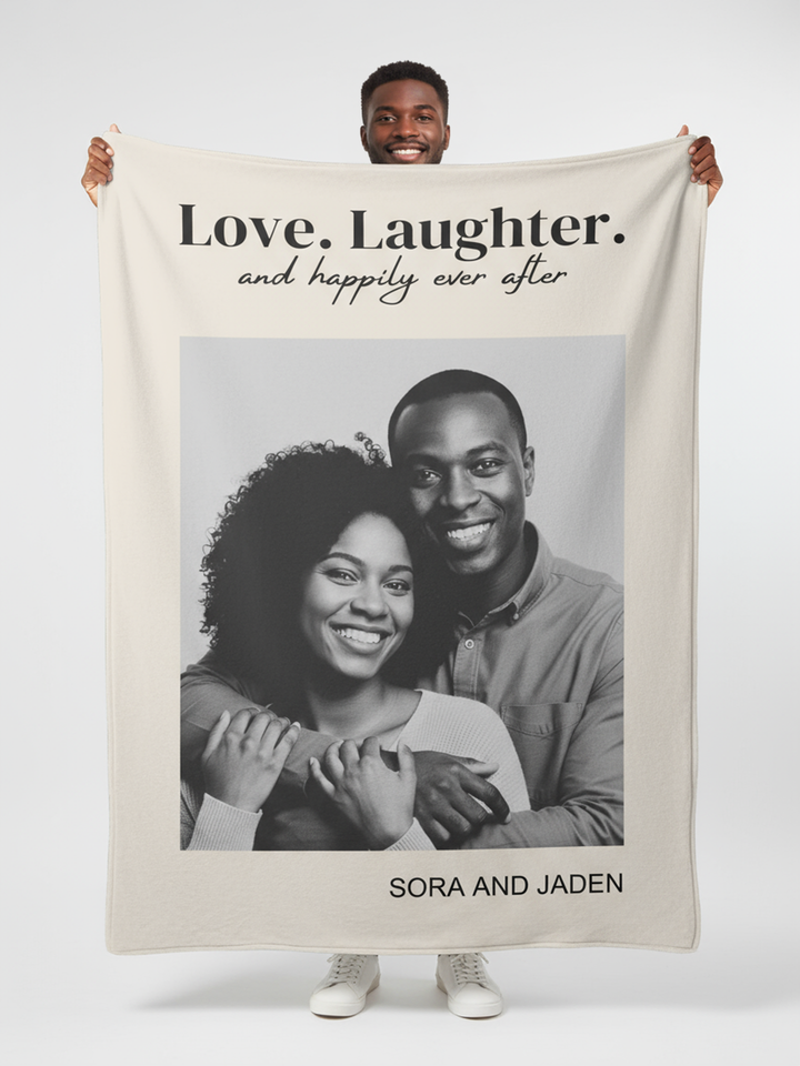 Personalized  Plush Blanket - Love Laughter