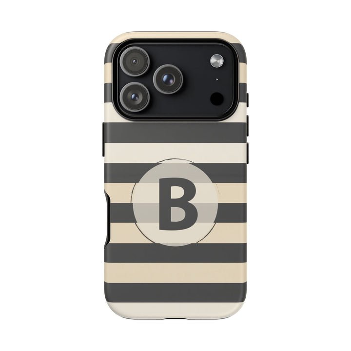 Personalized Tough Phone Case Brown Stripe Horizontal Design