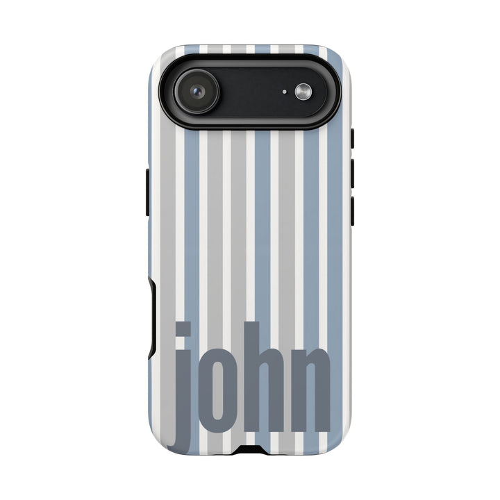 Personalized Tough Phone Case Rustic Blue Stripe