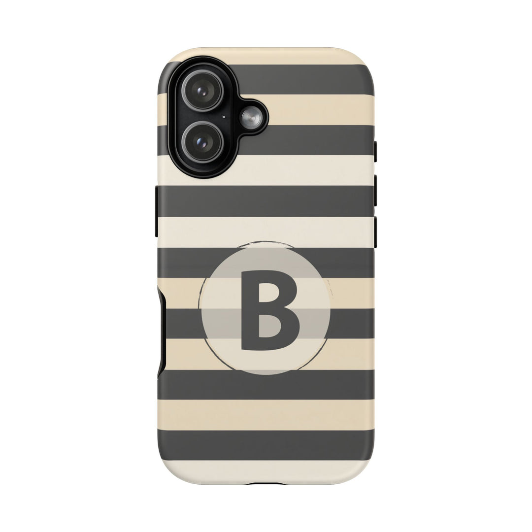 Personalized Tough Phone Case Brown Stripe Horizontal Design