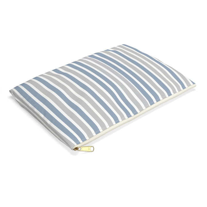 Blue Stipes Print Makeup And Accessory Pouch