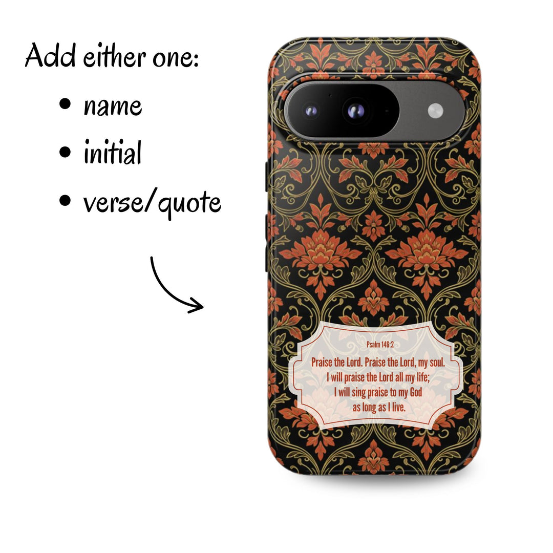 Traditional Batik Pattern Tough Phone Cases Personalizable - Orange Floral