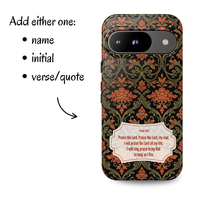 Traditional Batik Pattern Tough Phone Cases Personalizable - Orange Floral