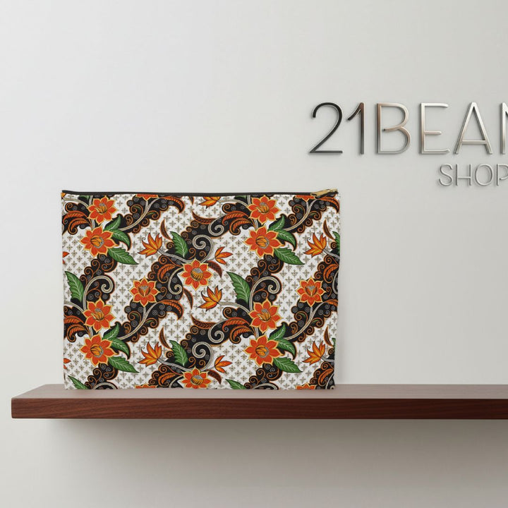 Batik Print Makeup And Accessory Pouch - Batik Flower 2