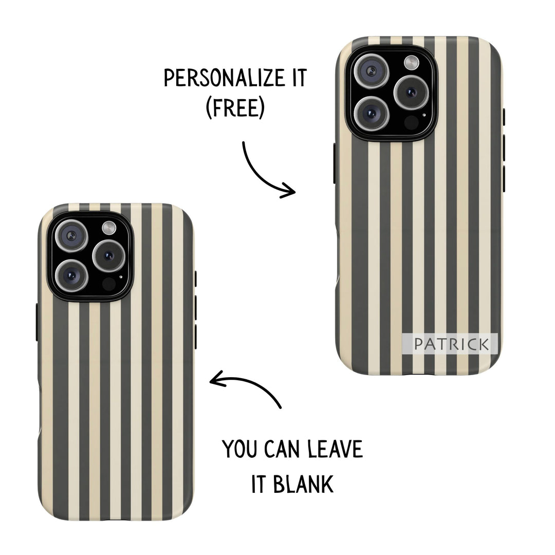 Personalized Tough Phone Case Brown Stripe