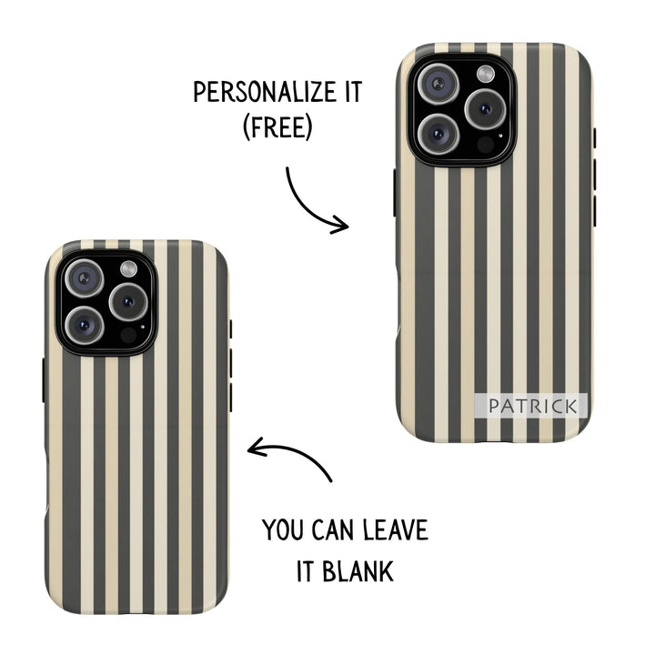 Personalized Tough Phone Case Brown Stripe