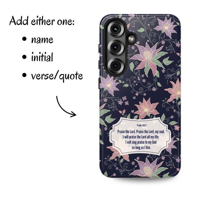 Traditional Batik Pattern Tough Phone Cases Personalizable - Purple Flower
