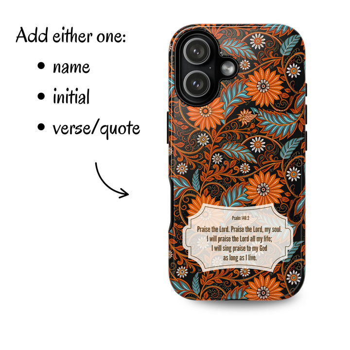Modern Batik Pattern Tough Phone Cases Personalizable - Orange Teal 1