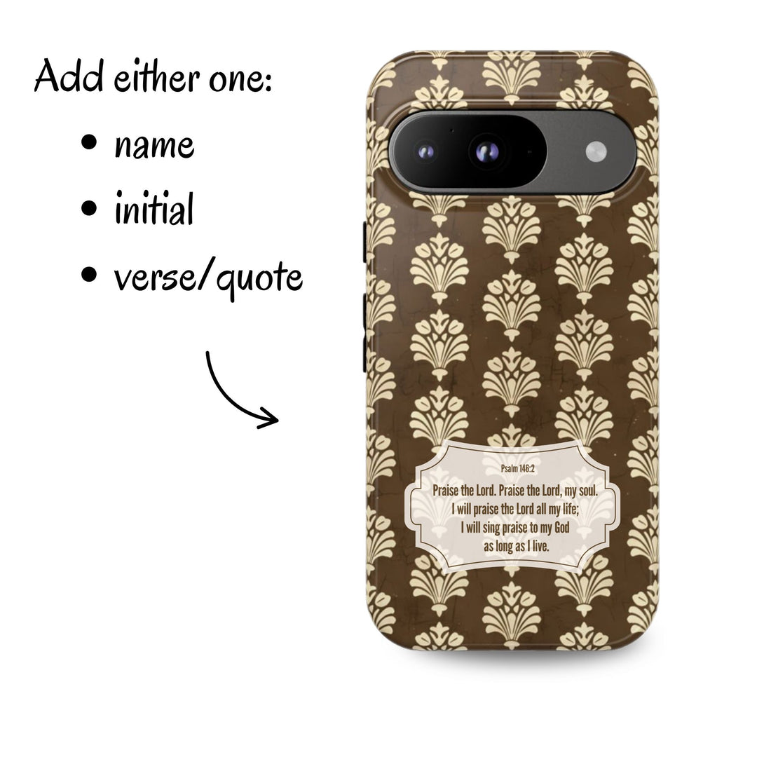 Traditional Batik Pattern Tough Phone Cases Personalizable - Brown Paisley