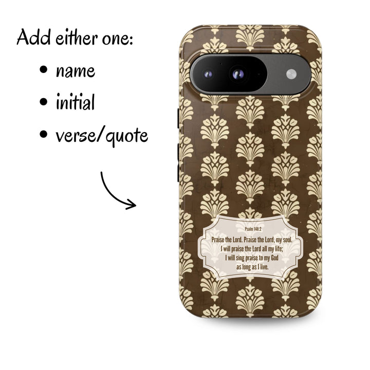 Traditional Batik Pattern Tough Phone Cases Personalizable - Brown Paisley