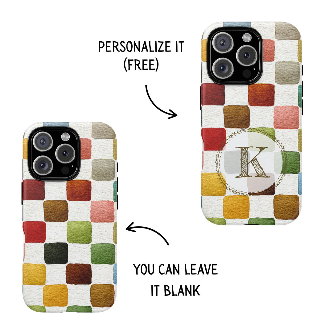 Personalized Tough Phone Case Multicolor Checkered Pattern