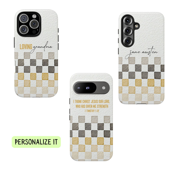 Personalized Tough Cases - Minimalist Grey Checker 2