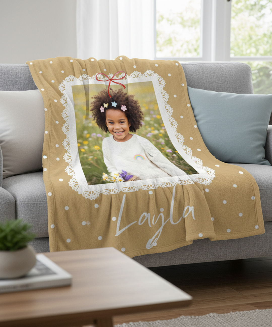 Personalized  Plush Blanket - Girly Frame