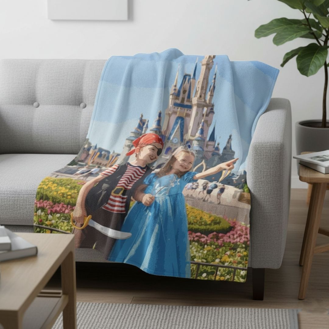 Custom Photo  Plush Blanket - Love Laughter