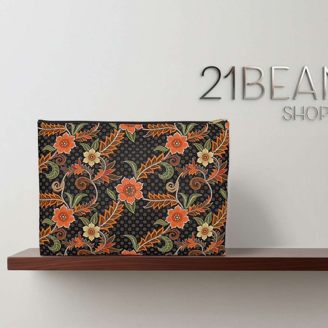 Batik Print Makeup And Accessory Pouch -  Aesthetic Floral 1