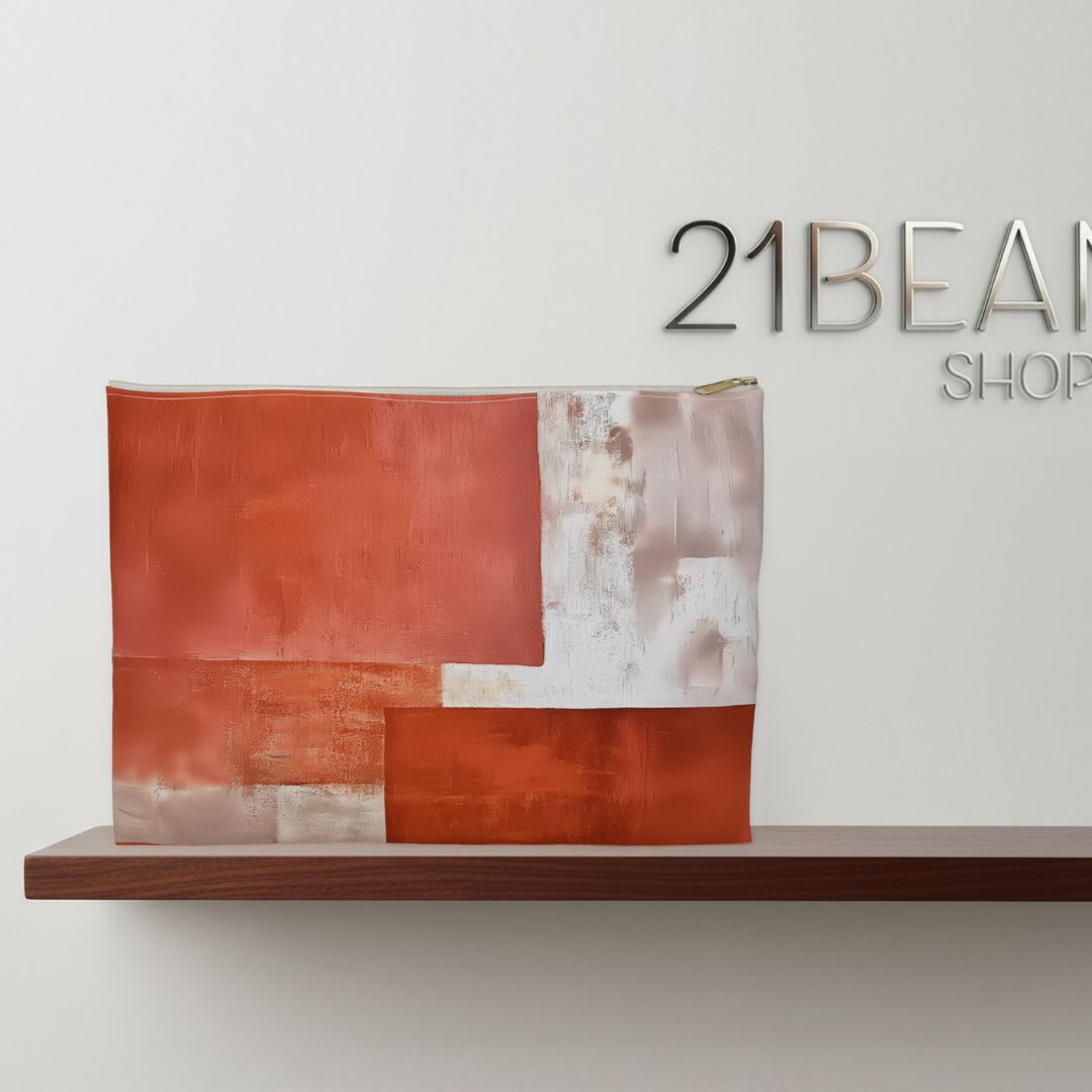 Abstract Print Makeup And Accessory Pouch -  Abstract Orange