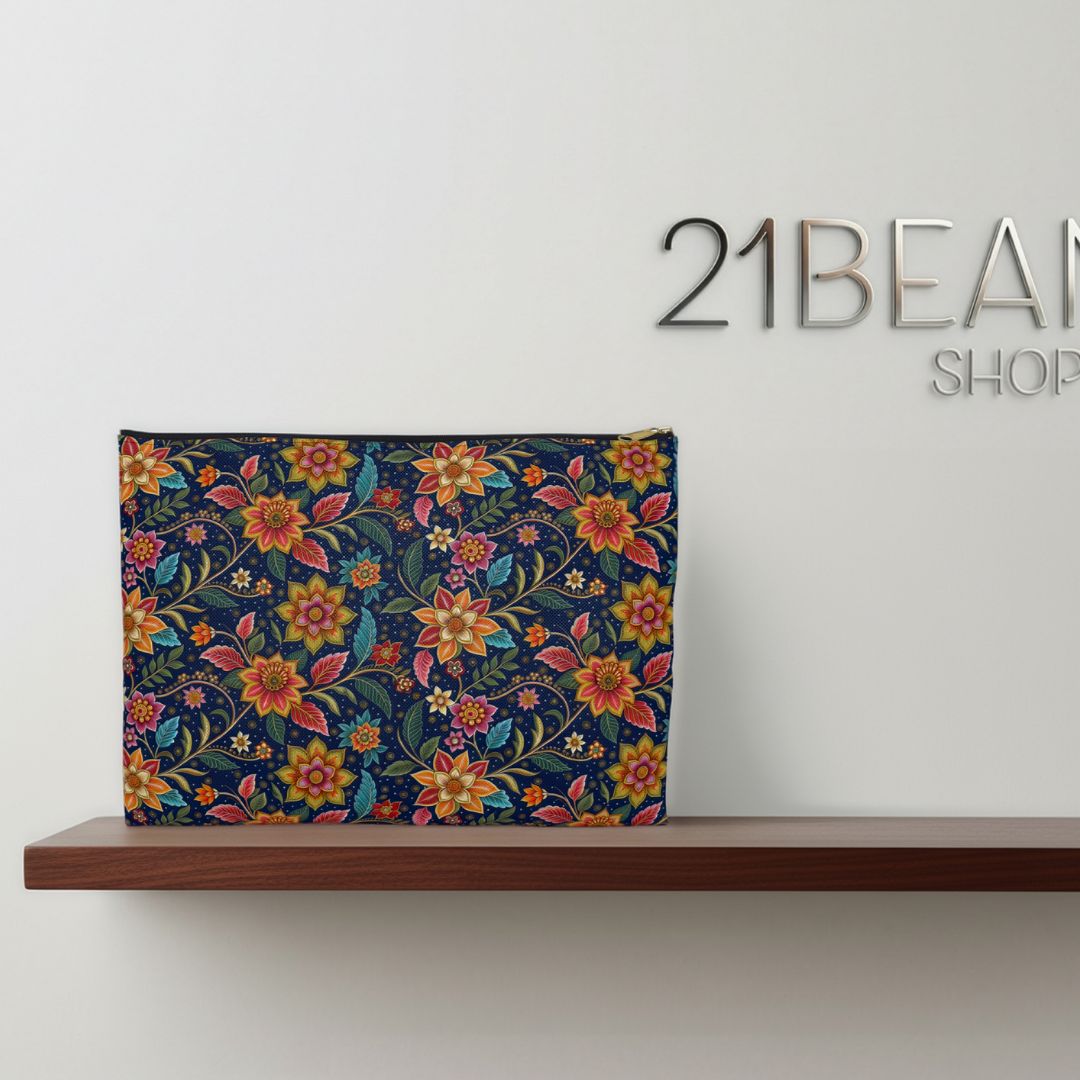 Batik Print Makeup And Accessory Pouch - Batik Flower 10